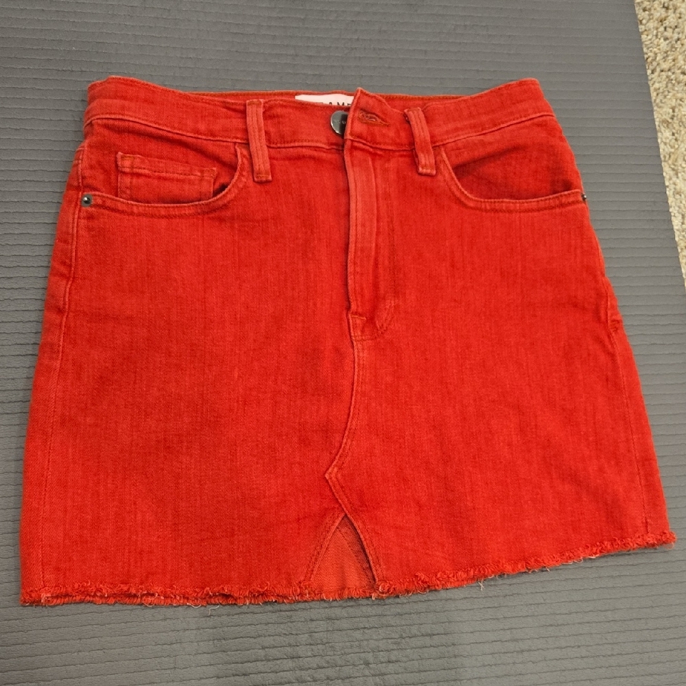 Frame Denim Vibrant Red Mini Skirt